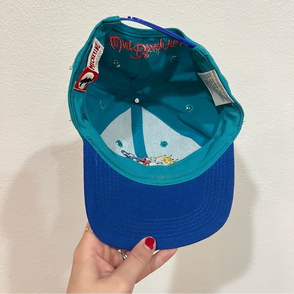 Vintage 90s Walt Disney World 25th Anniversary Mickey Snap Back Hat Teal Blue - Picture 3 of 5